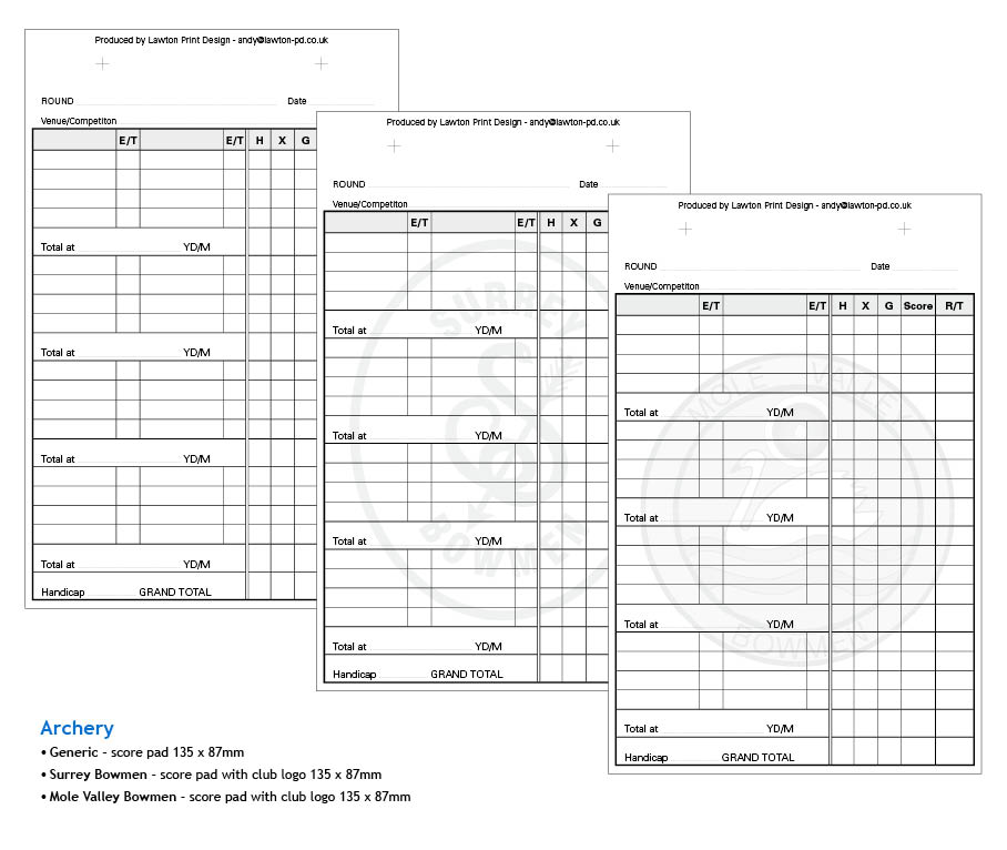 Archery score pads